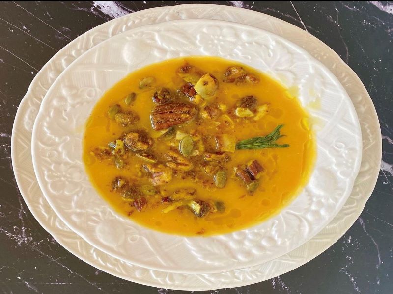 Roasted Butternut Squash Soup w/ GOLDEN Topping – Longaevitas