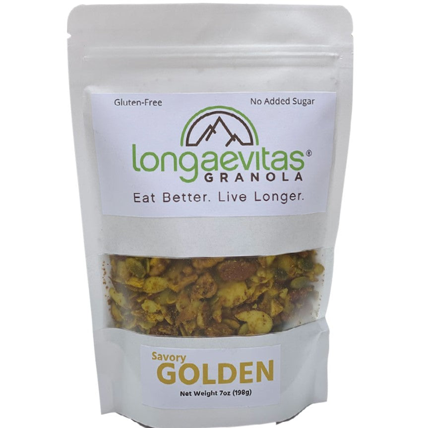 Longaevitas Golden Granola image of package front - Savory-Gluten-Free-NO ADDED SUGAR