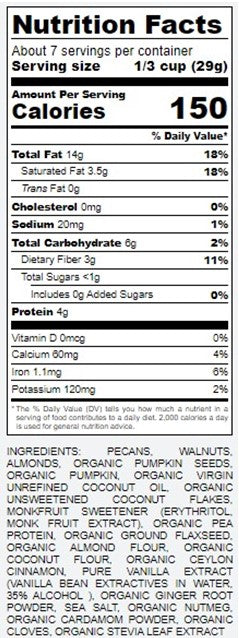 Longaevitas PUMPKIN Spice Granola Nutrition Facts